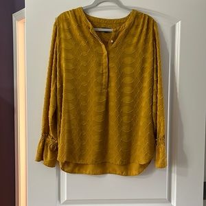 Ann Taylor popover blouse. Mustard color. Long sleeves.